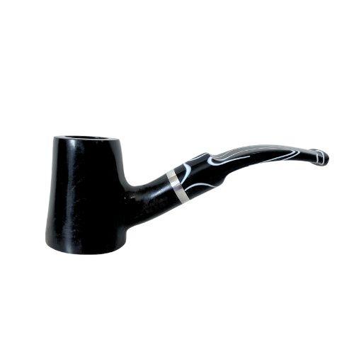 CACHIMBO MOLINA ITALIA - BLACK WITHE-LISO - KS HALF BENT POKER - CURVO - REF. 311