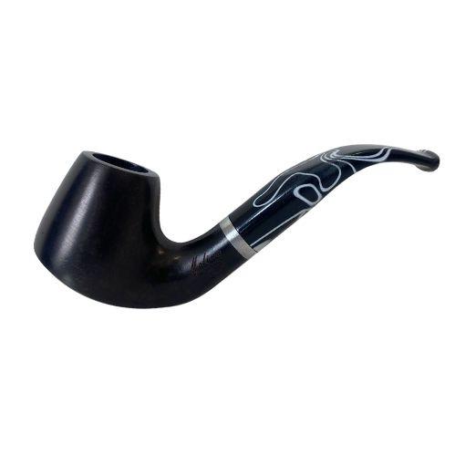 CACHIMBO MOLINA ITALIA - BLACK WITHE-LISO - VOLCANO - CURVO - REF.636