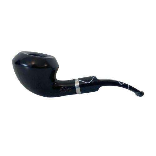 CACHIMBO MOLINA ITALIA - BLACK WITHE-LISO - RHODESIAN - SEMI CURVO - REF. 673