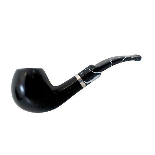 CACHIMBO MOLINA ITALIA - BLACK WITHE-LISO - BENT - CURVO - REF. 645