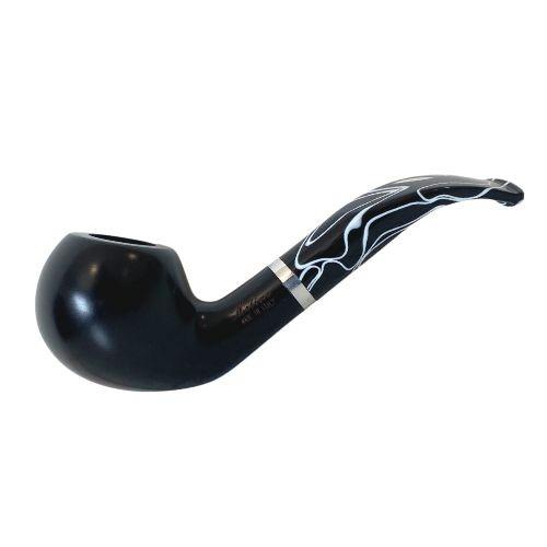 CACHIMBO MOLINA ITALIA - BLACK WITHE-LISO - BENT BRANDY - CURVO - REF.644