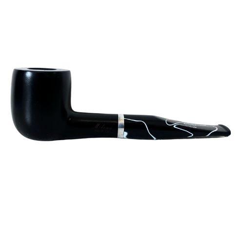 CACHIMBO MOLINA ITALIA - BLACK WITHE-LISO - STRAIGHT BILLIARD - RETO - REF.141