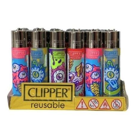 ISQUEIRO CLIPPER MAXI MONSTER EYES - CX C/24