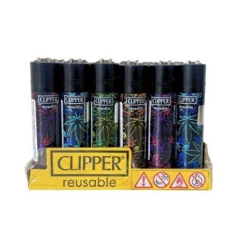 ISQUEIRO CLIPPER FLUO LEAVES 3 - CX C/24