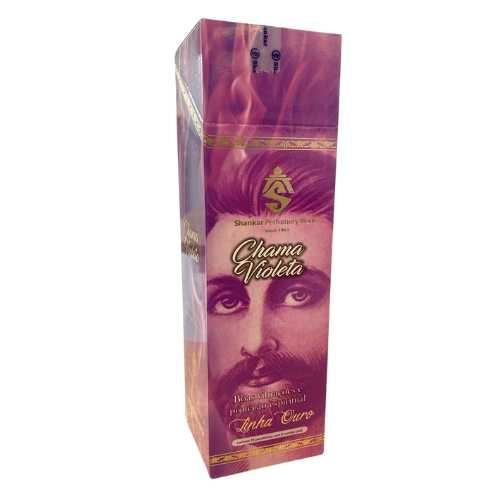 INCENSO SHANKAR CHAMA VIOLETA LINHA OURO C/ 8
