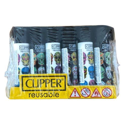 ISQUEIRO CLIPPER MAXI TRIPLE SKULL +BW+LB  CX/24