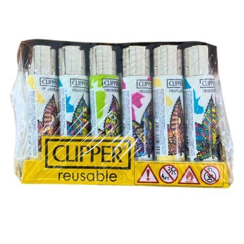 ISQUEIRO CLIPPER MAXI TRIPPY LEAVES 1+LB CX/24
