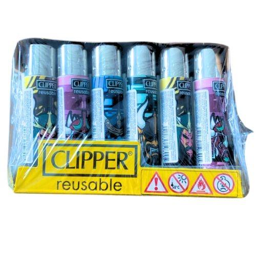 ISQUEIRO CLIPPER MAXI SAMURAI MASKS +LB CX/24
