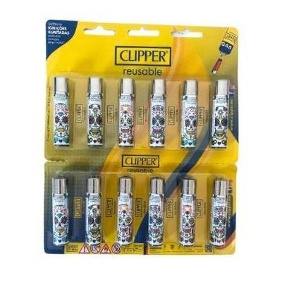 ISQUEIRO CLIPPER MAXI MEXICAN SKULLS 6  - CARTELA C/12