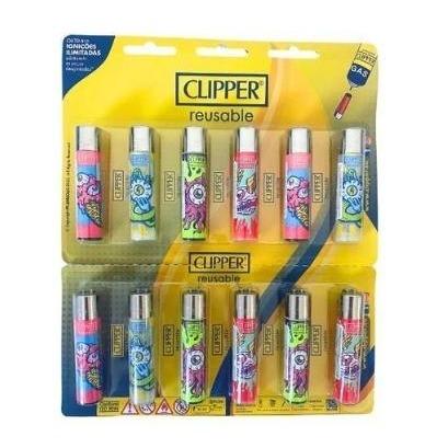 ISQUEIRO CLIPPER MAXI MONSTER EYES  - CARTELA C/12