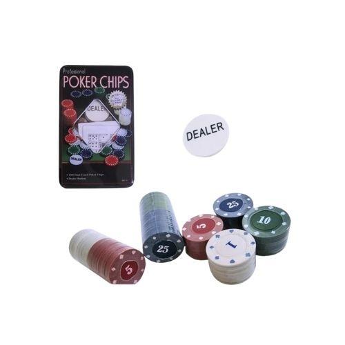 ESTOJO DE FICHAS POKER CHIPS NA LATA C/100 REF CRS2790
