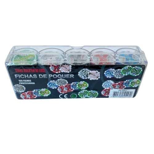 ESTOJO DE FICHAS POKER TEXAS HOLD PROFISSIONAL C/100 REF FN-0003
