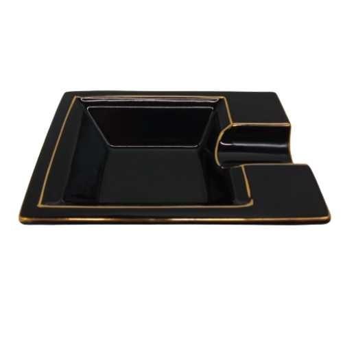 CINZEIRO PARA CHARUTO PORCELANA QUADRADO PRETO REF 1905-1