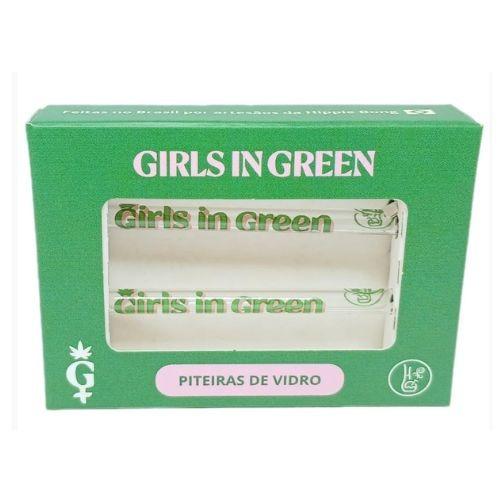 PITEIRA DE VIDRO HIPPIE BONG GIRLS IN GREEN 5 MM C/ 6X2