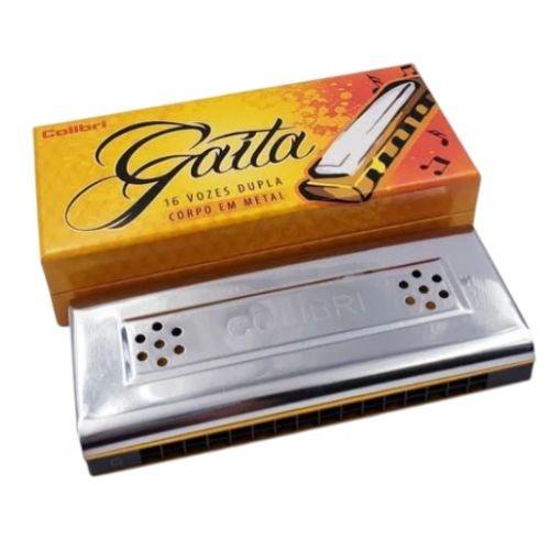 GAITA HARMONICA CROMADA COLIBRI 16 VOZES DUPLA  REF CH16/2