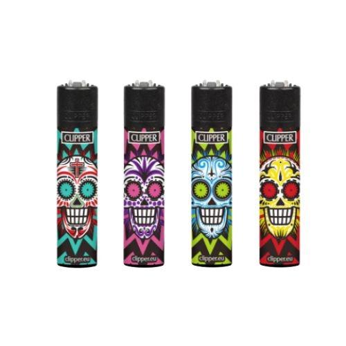 ISQUEIRO CLIPPER MAXXI SKULLS FIRE C/ 12 REF. CP11R BL12