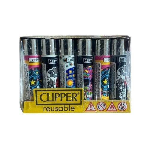 ISQUEIRO CLIPPER MAXXI HAPPY SKULLS CX C/ 24 REF. CP11R D24