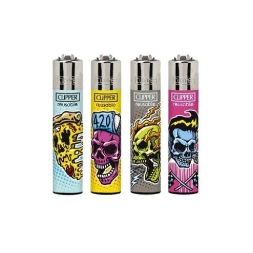 ISQUEIRO CLIPPER MAXXI LIVING SKULLS C/ 12 REF. CP11R BL12