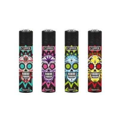 ISQUEIRO CLIPPER MAXXI COLORFUL SKULLS C/ 12 REF. CP11R BL12