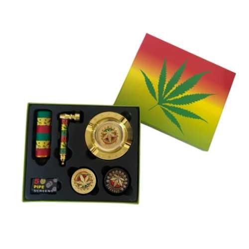 KIT PIPE, DICHAVADOR, CINZEIRO TELA POTINHO HERMÉTICO DOURADO REF. SD093