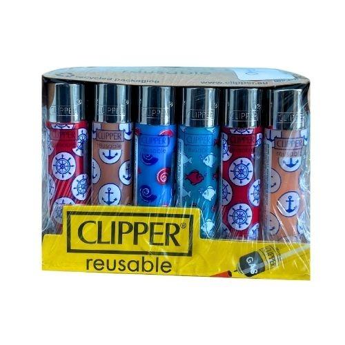 ISQUEIRO CLIPPER MICRO MARINE PATTERN  CX C/24