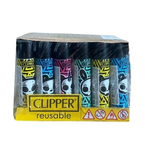 ISQUEIRO CLIPPER MAXXI SKULLS 17 GZ CX C/ 24