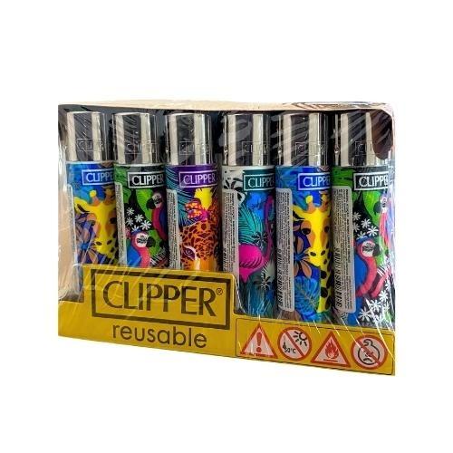 ISQUEIRO CLIPPER MAXXI TROPICAL ANIMALS CX C/ 24