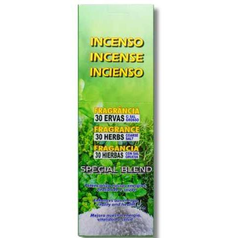 INCENSO HINDUS 30 ERVAS C/ SAL GROSSO C/8 *