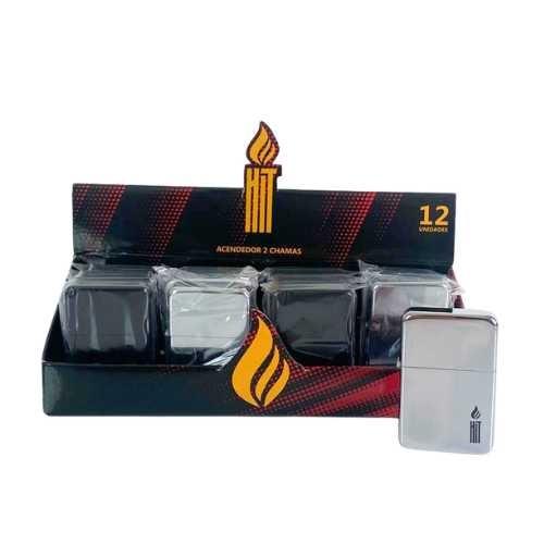 ISQUEIRO HIT PREMIUM METAL SMALL FLAME / UNI - 2 CHAMAS  - REF. HIT-AC-025