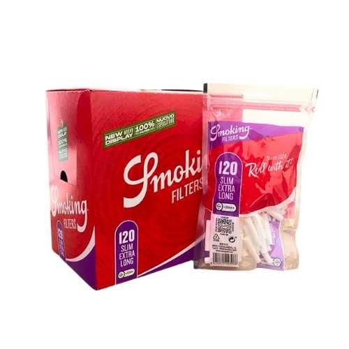 FILTRO PARA CIGARRO SMOKING SLIM EXTRA LONG 6MM PT/120