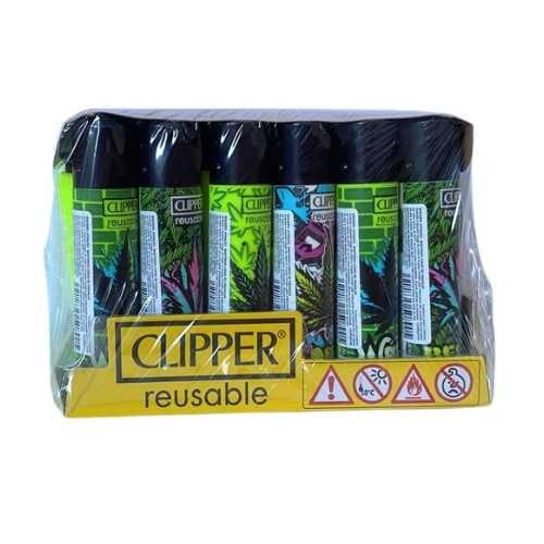 ISQUEIRO CLIPPER MAXI GRAFF WEED - C/24