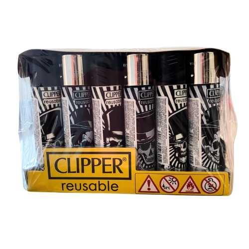 ISQUEIRO CLIPPER MAXI PARTY SKULLS CX/24