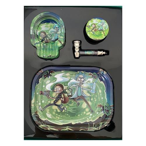 KIT RICK AND MORTY BANDEJA, DICHAVADOR, PIPE E CINZEIRO VERDE REF.SS059