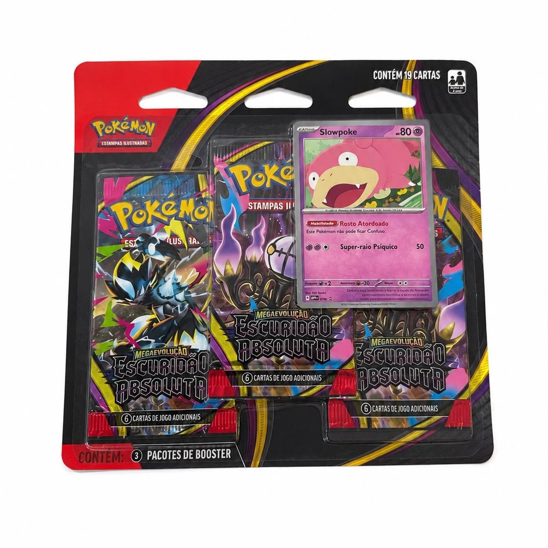 JOGO DE CARTA POKÉMON BLISTER TRIPLO MEGA EVOLUÇÃO ESCURIDÃO ABSOLUTA C/19