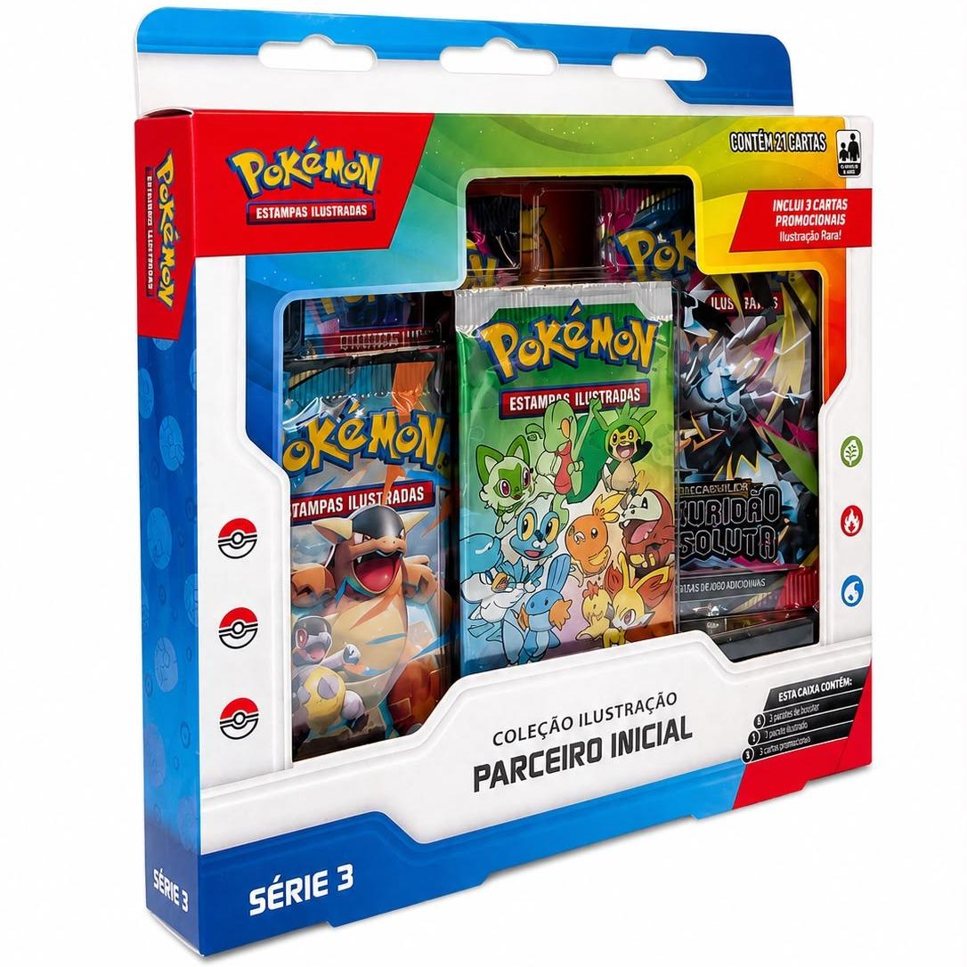JOGO DE CARTA POKÉMON COLEÇÃO ILUSTRAÇÃO PARC INICIAL SERIE 3 C/21