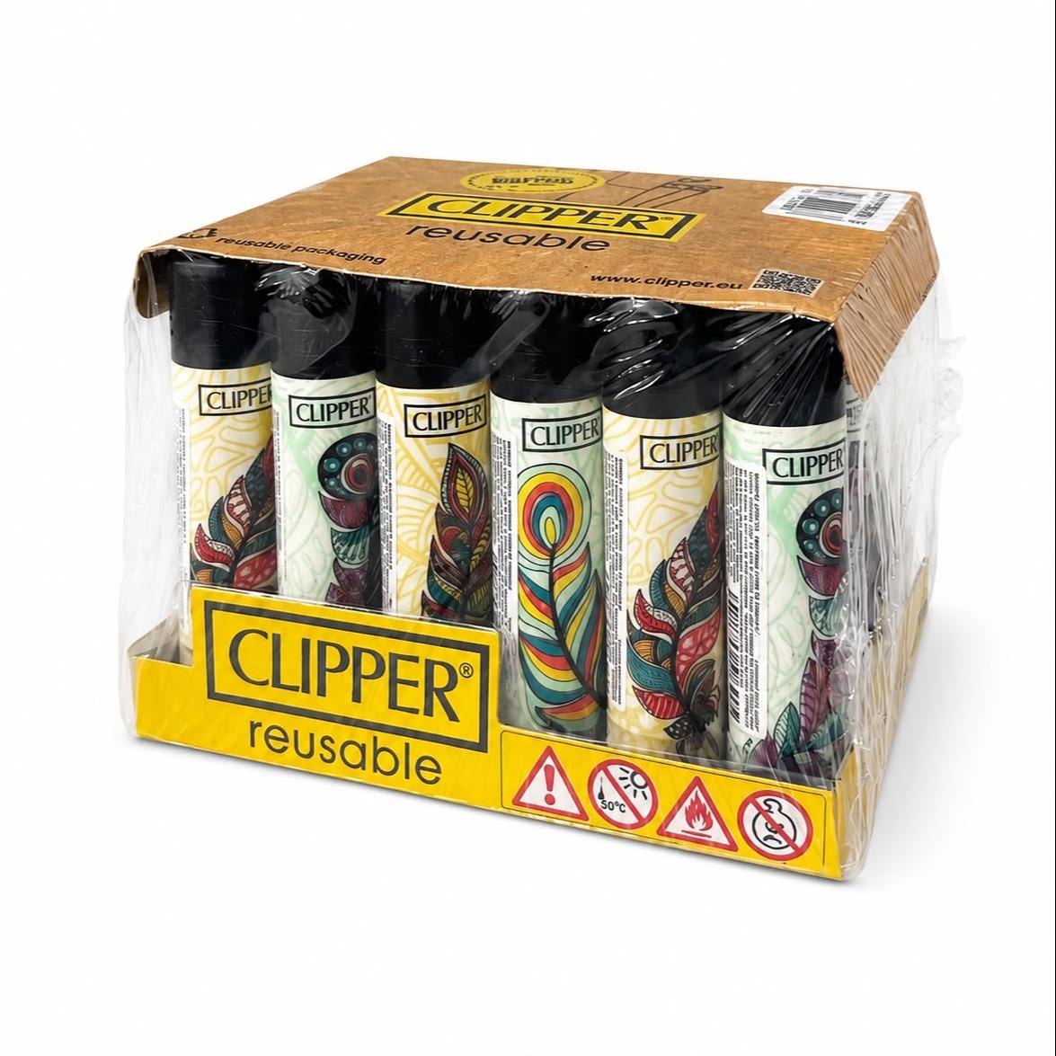 ISQUEIRO CLIPPER MAXI FEATHERS +BW+LB CX/24