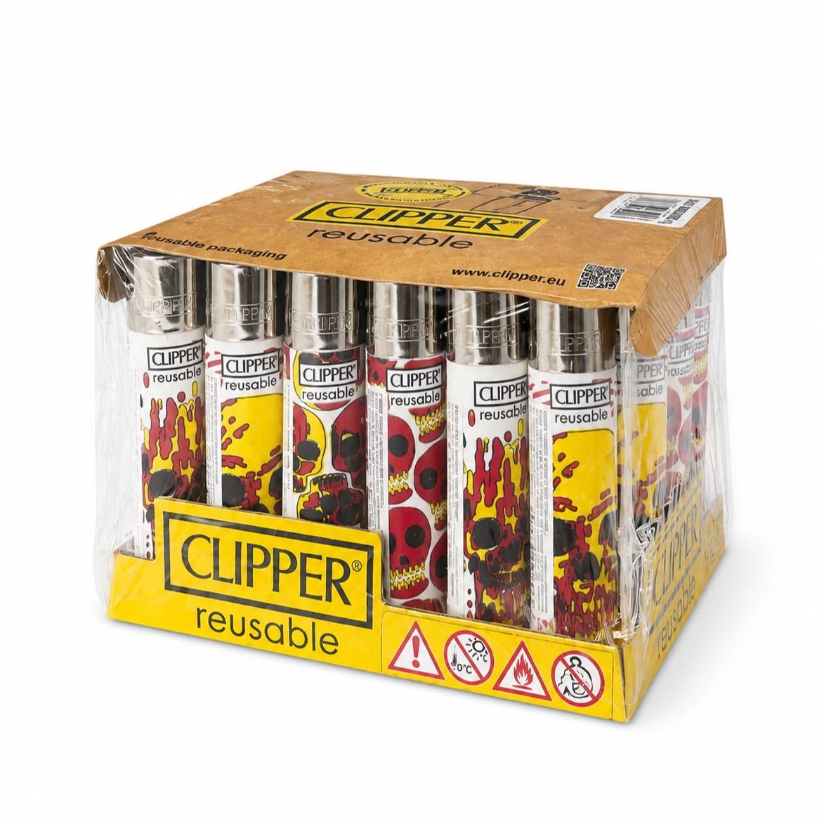 ISQUEIRO CLIPPER MAXXI SKULLS FIRE