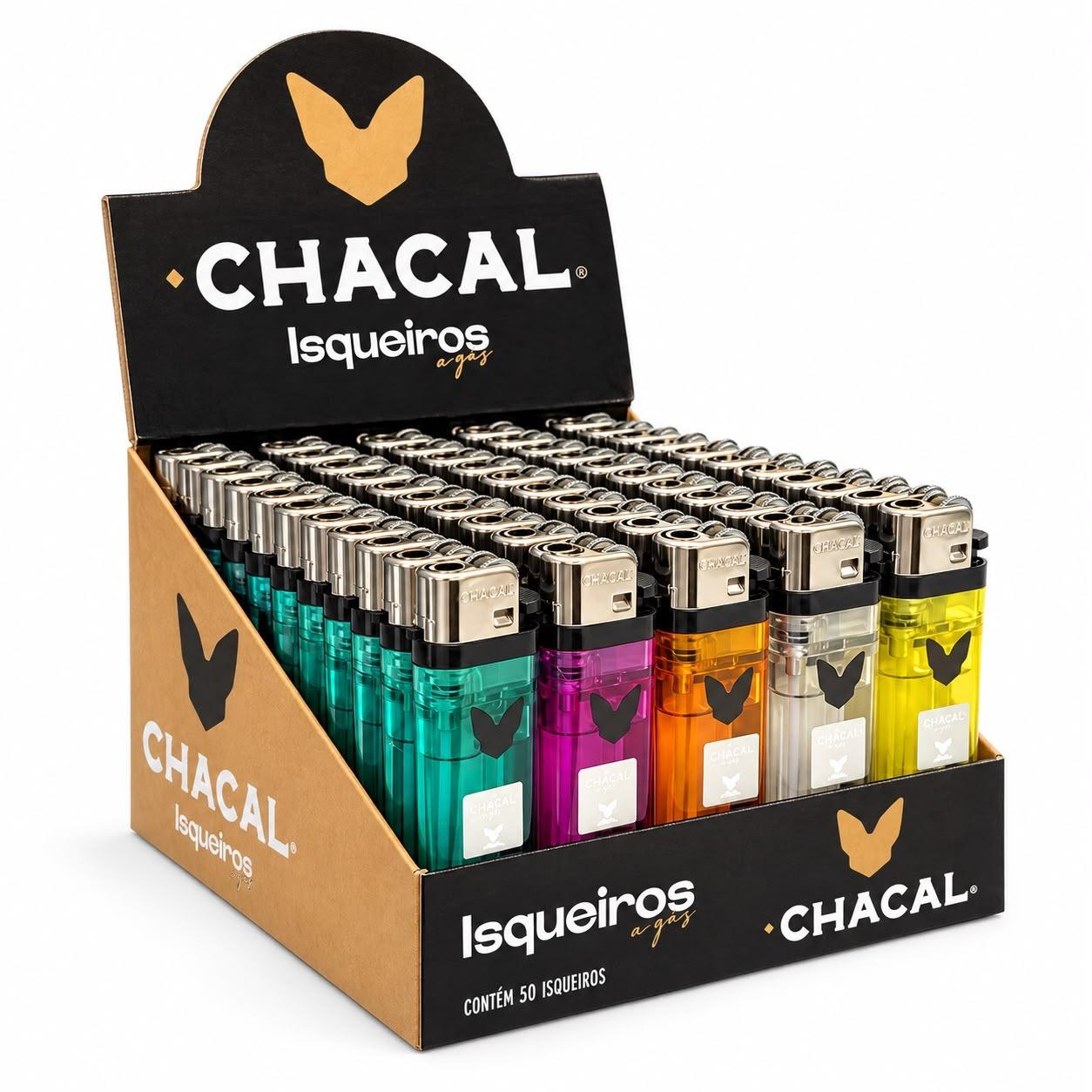 ISQUEIRO CHACAL TRANSPARENTE CX/50
