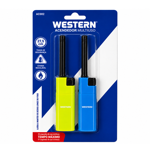ACENDEDOR WESTERN COLOR RECARREGAVEL C/2
