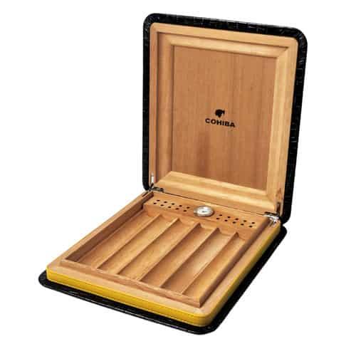 PORTA CHARUTO COHIBA MADEIRA E COURO GD P608B *